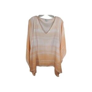 CATO Women's Tunic Lined V-Neck Flowy Ombre Style Striped Long Sleeve Size 14/16